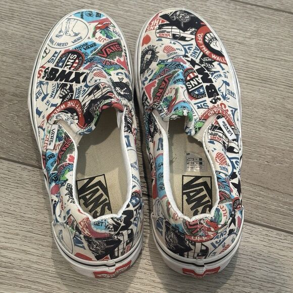Vans Mash Up Stickers Classic Slip On Shoes Unisex M5 W6.5 Skate BMX Surf Casual - Picture 3 of 6